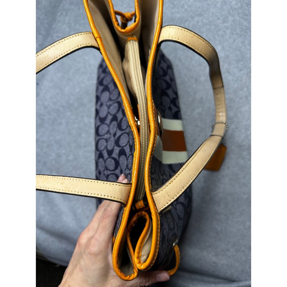 Coach Signature Stripe Canvas Carryall Tote Y2K Preppy - Picture 13 of 13